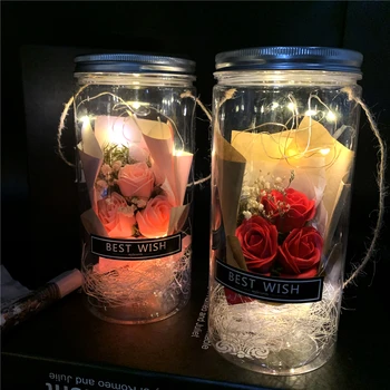 Aromaterapija Soapflower LED 18 cm valentinovo Poročno Dekoracijo, Darilo za Punco, Umetno Cvetje Mater Dan Rose Noel