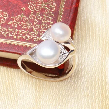 ASHIQI s925 sterling srebrni prstan 7-8 mm Naravnih sladkovodnih Biser nakit za ženske, LJUBEZEN Srce