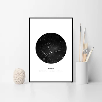 Astrologija Prijavite Platno Poster Tiskanje Constellation Vrtec Wall Art Minimalističen Geometrijske Slikarstvo Nordijska Otroci Dekoracijo Slike