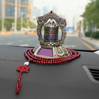 Avto Ornament Ustvarjalne Sončne Energije Tibera Buddhist Molitev Kolo Verske Cinkove Zlitine+Smolo Auto Notranje Varnosti Simbol Dekor