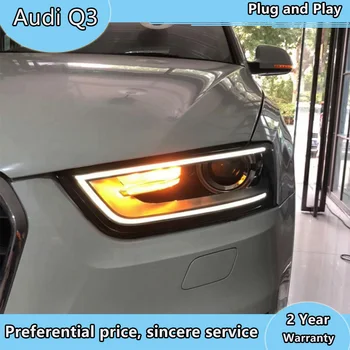 Avto Styling za Audi Q3 Žarometi 2013-2016 Q3 LED Smerniki DRL Objektiv Dvojnim Snopom, H7 HID Xenon bi xenon objektiv