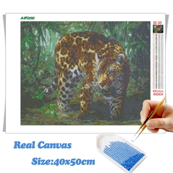AZQSD Diamond Slikarstvo leopard Gozd Steno Umetnostne Obrti 3D DIY Diamond Vezenje Živali Celoten Kvadratni/Krog Vaja Doma Dekor