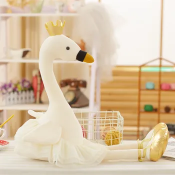 Babiqu 1pc 35 cm Srčkan Swan s Krono Plišastih Igrač Polnjene Živali Flamingo Lutka Otroci Baby Lep Igrača Kawaii Darilo za Rojstni dan za Dekleta
