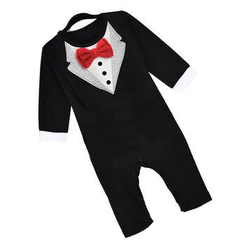 Baby Boy Malo Gospodje, igralne obleke Rdeče Lok Kravato Moda Kompleti Oblačil Trdna Bombaž Dojenčki Fant je Pomlad, Jesen