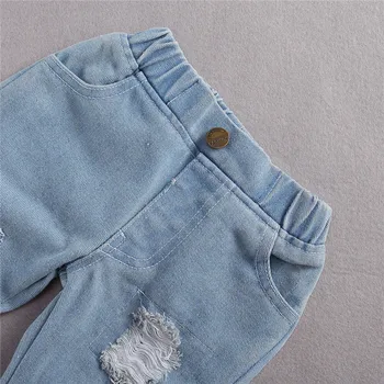 Baby Dekle Oblačila, ki Novorojenega Dojenčka, Malčka Oblačila Moda 2PCS Pol Rokav Vrh Čipke Romper+Dolge Jeans Bebes Nastavite Haljo Bebe