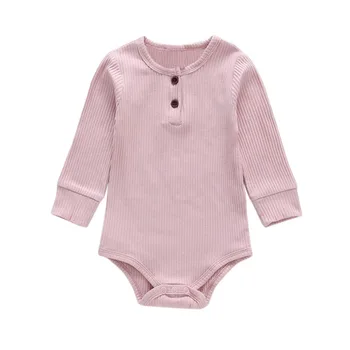 Baby Romper Dekliška Oblačila Osnovne Čiste Barve Obleko Z Dolgimi Rokavi Bombaž Romper Otroška Oblačila