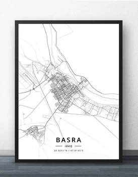 Bagdad Basra Erbil Iraku Zemljevid Plakat
