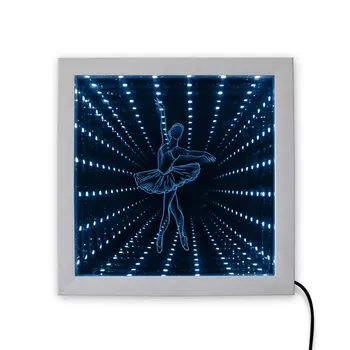 Balerina LED Infinity Ogledalo Ples Dekle Osvetljeno Sliko Tunnel Vision Razmišljanja Ples Studiu Razsvetljavo Wall Art Dekor
