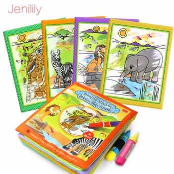 Barvanje Čarobno Vodo Risanje Knjigo z Peresom Baby Izobraževalne Igrače, Živali, Barvanje, Pisanje Doodle Krpo Knjigo Otroci Risalno Desko