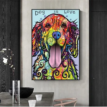 Barvita Sodobne Pes Pop Povzetek Oljna slika na Platnu Plakatov in Fotografij Wall Art Platno Slikarstvo za Dnevni Sobi Doma Dekor