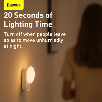 Baseus LED Indukcijske Noč Luč, ki Visi Brezžični Dotik Magnetni namizne Svetilke Omaro Oltarja USB Luči Za Spalnico, Hodnik, Kuhinja