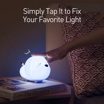 Baseus Polnilna LED Nočna Lučka Lučka Touch Senzor Srčkan Živali Silikonski LED Luč Za Otrok Otroka Otroci Darila Spalnica Svetlobe