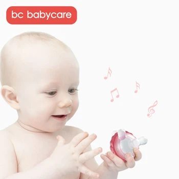 BC Babycare Baby Toddlers Zob Pomirja Vrtenja FDA Odobrila Silikonski Teether Zgradili-v-1 Klopotec Več Točk Teethers Igrače