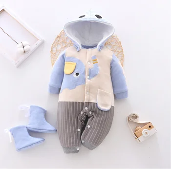 BibiCola Newborn Baby Toplo Igralne Obleke Za Malčke Baby Zimski Modni Zgostitev Jumpsuit Otroci Risanka Kombinezon Toddlers Izlet Oblačila