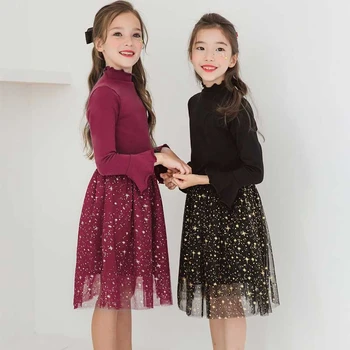 Big Dekleta Jeseni Obleke 2019 Nov Modni Najstniških Otrok, Otroci Obleke Za Dekleta Črna Rdeča Baby Princesa Obleko Lepe Obleke Pomlad
