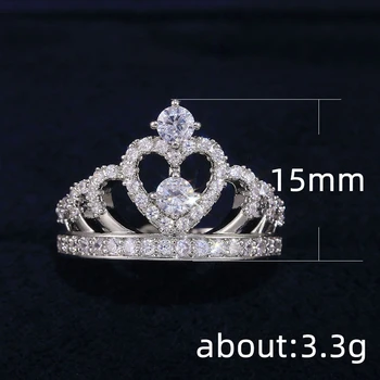 BIJOX ZGODBO razkošje 925 sterling srebro obroč, nakit, s krono, ki je oblikovan cirkon dragih kamnov fine obroči za ženske obletnico poroke