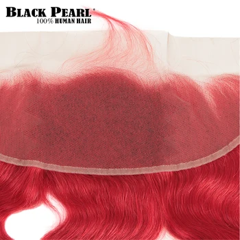 Black Pearl Rdeče Snope Z Čelnega Brazilski Telo Val Remy Človeških Las Razširitve 2 3 Snope Rdeče Snope Z Frontal