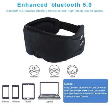 Bluetooth 5.0 Brezžične Stereo Oči Masko Spanja Glavo Slušalke Glasbo, Slušalke šumov Spalna Maska Nastavljiva Trak