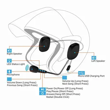Bluetooth 5.0 Moto Čelada Brezžične Slušalke Prostoročne Stereo Slušalke Motoristična Čelada Slušalke 16 Ur Glasbe Čas
