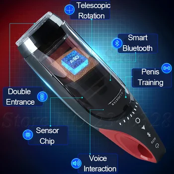 Bluetooth Indukcijske Samodejno 12 cm, z Batnim Telescoping Vrtenja Moški Masturbator Ogrevanje Seksi Stokanje Vibrator Spolnih Igrač Za Moške