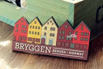 Bryggen Bergnu na Norveškem Turističnega Potovanja, trgovina s Spominki, 3D Gume Hladilnik Magnet