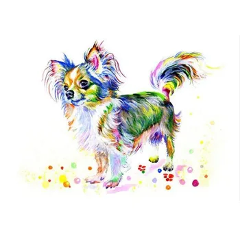 Celoten Krog Diamond Slikarstvo Akvarel Chihuahua Pes Diamond Vezenje 5d Diy Mozaik,trg Okrasnih Božič vinilna