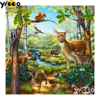 Celoten Kvadratni/Krog Sveder Diamantni Slikarstvo Vezenje Gozdne Živali Nosorogovo Mozaik Navzkrižno Šiv Dekor Darilo CX0591