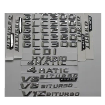Chrome Plastičnih Prtljažniku Avtomobila Zadnje Črke Značko Emblem Emblemi za Mercedes Benz GLC200 GLC220 GLC250 GLC300 CDI V8 BITURBO 4MATIC