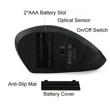 CHUYI Bluetooth 3.0 LED Brezžični Navpično Miška Ergonomske Pisarniške 1600DPI Optičnih Z Mousepad Za Prenosni RAČUNALNIK