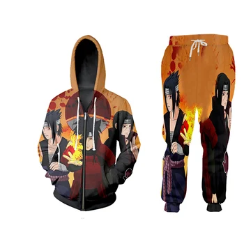 CJLM blagovne Znamke 2020 Jeseni Anime Naruto Šport Dolgo sleeved bo Ustrezala Moški Pulover Pulover Hoodie + Moške Športne Hlače, Tek