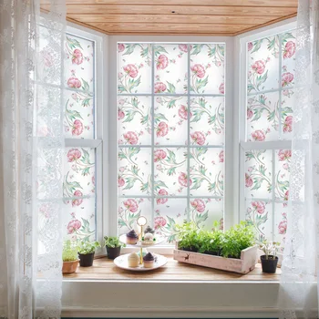 Cvet statična okna stekla film varstvo zasebnosti vzorec motno kuhinja spalnica dekoracijo doma BLT3076