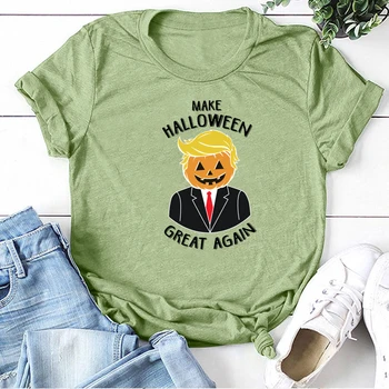 Da Halloween Velik Znova Natisnjeni T-majice Ženske Poletje Grafični Tees Ulične Modi T Shirt Smešno Kratek Rokav Dame Vrhovi