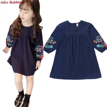 Dekleta Obleke Jeseni Novi Korejski Princesa Obleke Velike Otroke Nacionalni Slog Dolg Rokav Lutke Otrok Obleko K1