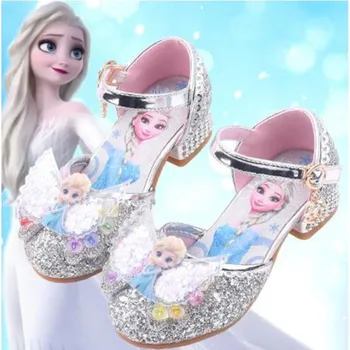 Dekleta Stranka čevlji Elsa Princesa Čevlji Usnjeni Bleščice Kristali Okrasnih Vozel Otroci Čevlji Elsa zavezat otrok Božično darilo