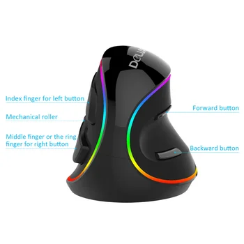 Delux Ergonomija Navpično Igralna Žična Miška RGB/Eno Barvo/Wireless 6 Gumbe 4000 DPI Optična RGB Brezžični Desno Roko Miši