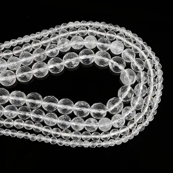 Dia 4 6 8 10 mm Gladko AAA+Naravni Kristalni Kamen Bele Kroglice Pregleden Ohlapno okoli Žogo Kroglice Fit DIY Nakit, Izdelava Ugotovitve