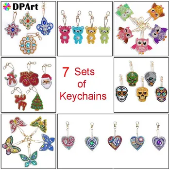 Diamond Slikarstvo DIY Diamond Keychain Posebno Oblikovan Polno Diamond Slikarstvo Keyring Keychains Nakit obesek za ključe Ženske Vrečko Ključnih Verige