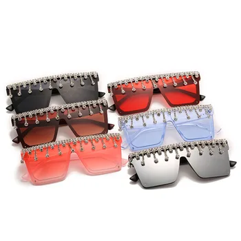 Diamond Sqaure Sončna Očala Ženske Nosorogovo Prevelik Sončna Očala Moških 2020 Luksuzne Blagovne Znamke Očala Retro Očala Enem Kosu Sunglass