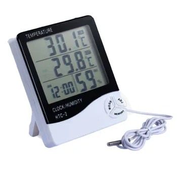 Digitalni Temperatura Vlažnost Meter Vremenske Postaje Zunanja Notranja Ura LCD Elektronski Termometer, Higrometer Meter Budilka