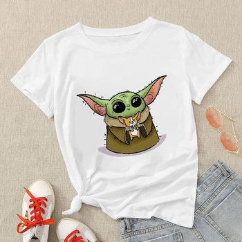 Disney Elegantne majice Smešno Baby Yoda Kawaii Ženske Obleke Modi Kratek Rokav Tee shirt blagovno Znamko Tshirts za ženske top blagovne znamke