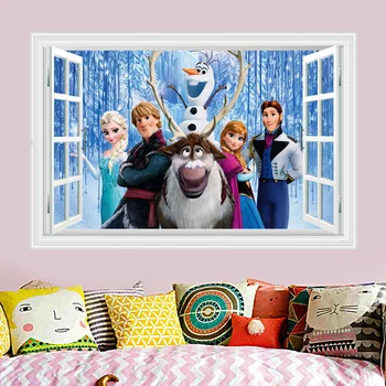 Disney Elsa Aisha, Ana zamrznjene stenske nalepke za otroke spalnica dekoracijo doma vodoodporno samolepilni zidana z lepilom