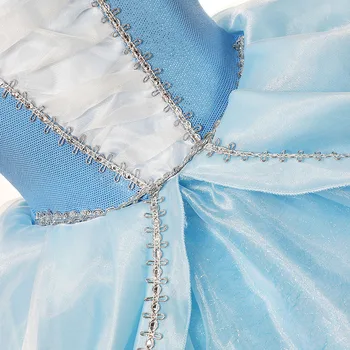 Disney Pravljica Malo Stekla Natikači Kostum za Otroke Fancy Princesa Pepelka Obleko Dekleta svate Modro Žogo Obleke