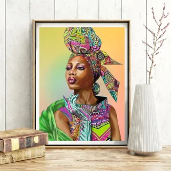 Diy 5D Diamond Slikarstvo Portret Celoten Kvadratni Afriška Ženska Diamond Vezenje Slika Domov Dekoracijo Wall Art Slike