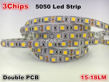 Dobra kakovost SMD5050 led trakovi dc12v 5m 300led dvojno PCB tri čipe 15-18lm Prilagodljiv lučka coldwhite neutralwhite warmwhite
