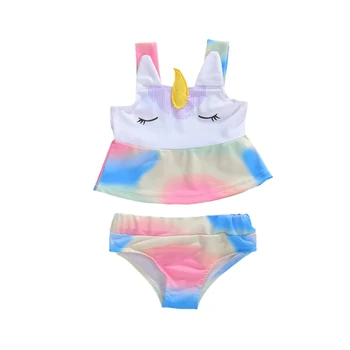 Dojenčka, Malčka Otrok Baby Dekle Risanka Bikini Komplet Kopalke Samorog Poletje Srčkan Plažo