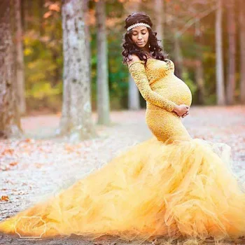 Dolg Rokav Porodniškega obleke Čipke Obleko Maxi Fotografija Kostume, Obleke, splice Očesa nosečnosti obleko Za Fotografijo Ustrelil Oblačila