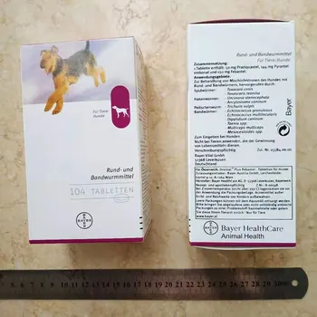 Drontal Plus Za Pse 8/32/104 Tablet (Tapeworm Dewormer za Pse) Strokovni Deworming Nov Datum