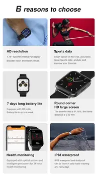 DTX Smartwatch 1.78 palčni HD Velik Zaslon Moških IP68 EKG Pametno Gledati Multi-Športni Način Krvni Tlak Kisika ročno uro VS P8 PRO W98