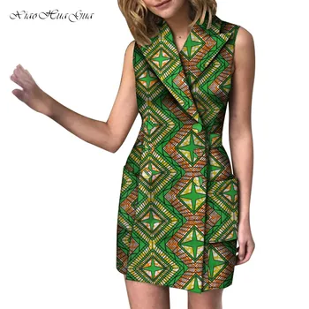 Elegantne Ženske Ankara Obleke Afriške Fotografij brez Rokavov Bodycon Plašč Obleko Lady Poslovnih Urad Afriška Oblačila za Ženske WY7570