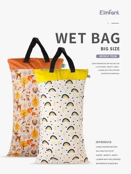 Elinfant različico za nadgradnjo Mokro/Suho baby krpo plenic torbe ,ultra-velika zmogljivost za Večkratno uporabo in 40×70 cm z dvojno žep